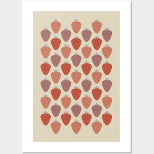 Strawberry pattern in natural shades Posters and Art